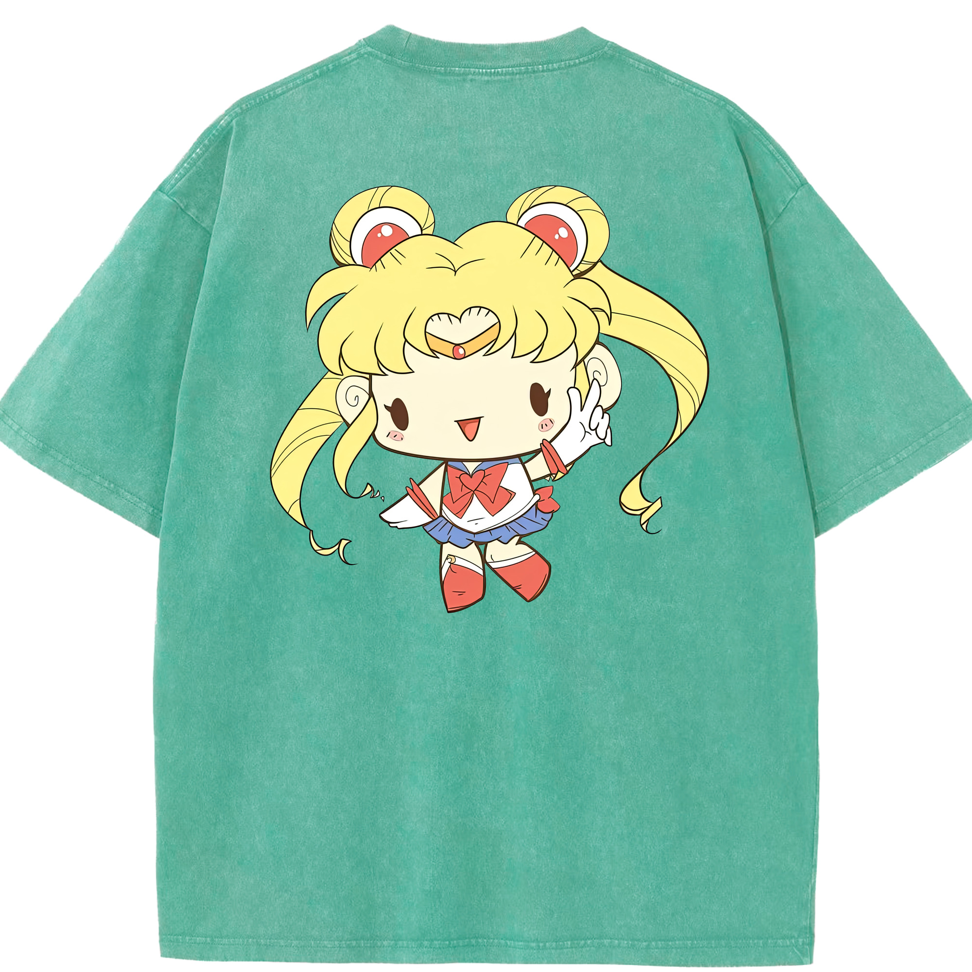 （画像用） 美少女戦士セーラームーン 月野 うさぎ つきの うさぎ Sailor Moon Tsukino Usagi 綿100% ヴィンテージ風 半袖Tシャツ（背面プリント）